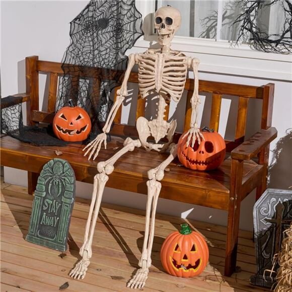 36" Halloween Skeleton Decor, 3FT Full Body Stayable Movable Joints - Picture 2 of 7
